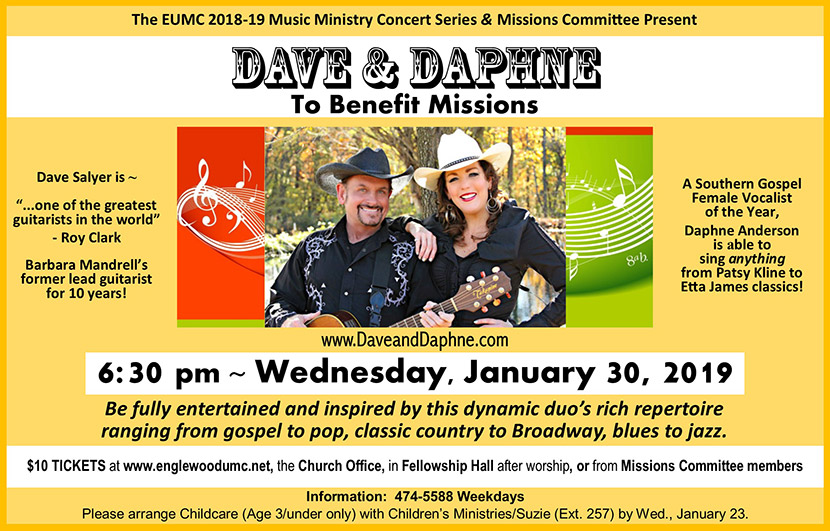 Dave and Daphne Missions Concert Flyer